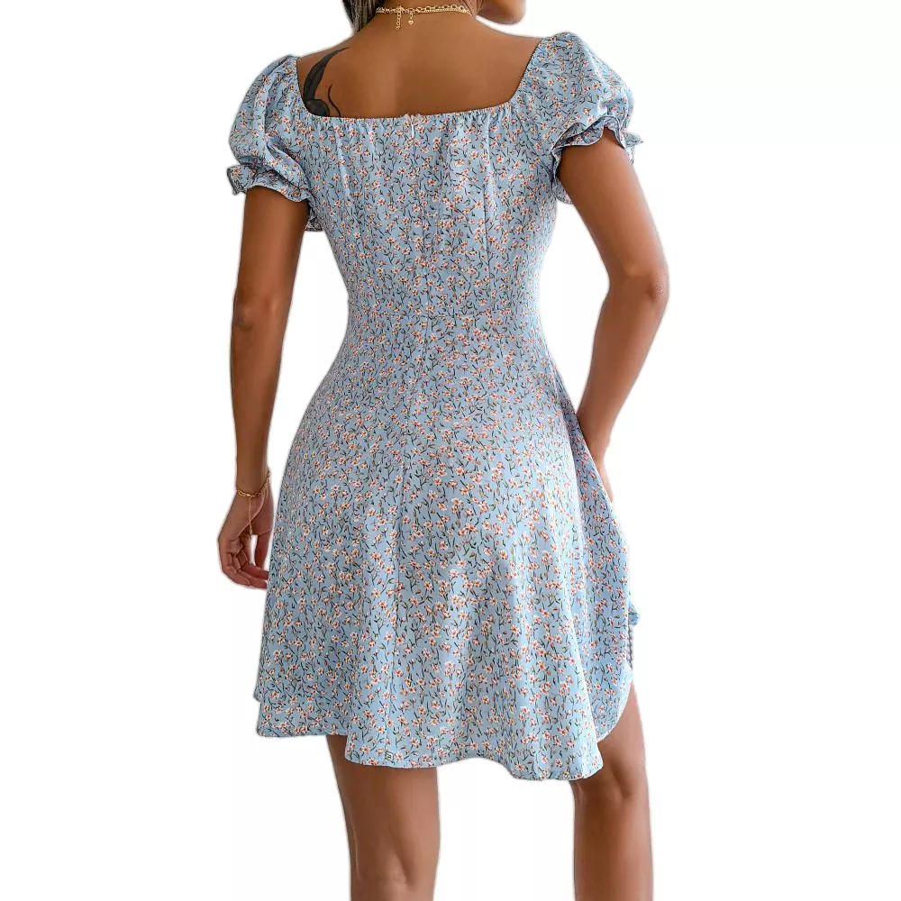 New Floral Square Neck Mini Dress